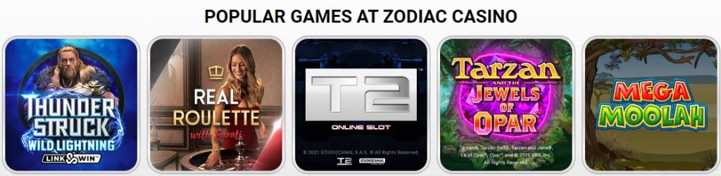 zodiac casino popular games
