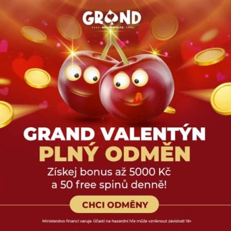 Začíná Valentýn plný odměn: 50 free spinů denně+5000 Kč [Grandwin]