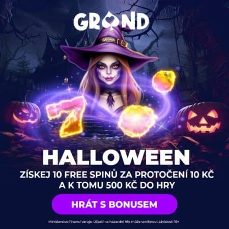 Halloween: Pouze dnes 10 free spinů za protočení 10 Kč+500 Kč [Grandwin]