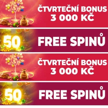 Čtvrteční bonus 50 free spinů+3000 Kč [Grandwin]