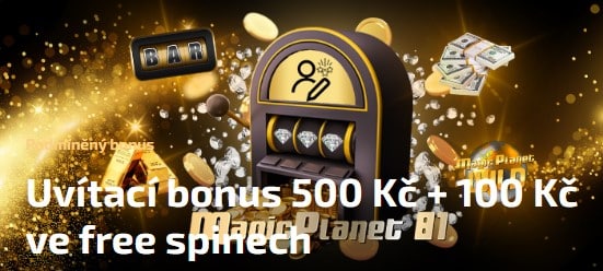 100 free spinů a 500 Kč je vstupní bonus v online kasinu Magic Planet